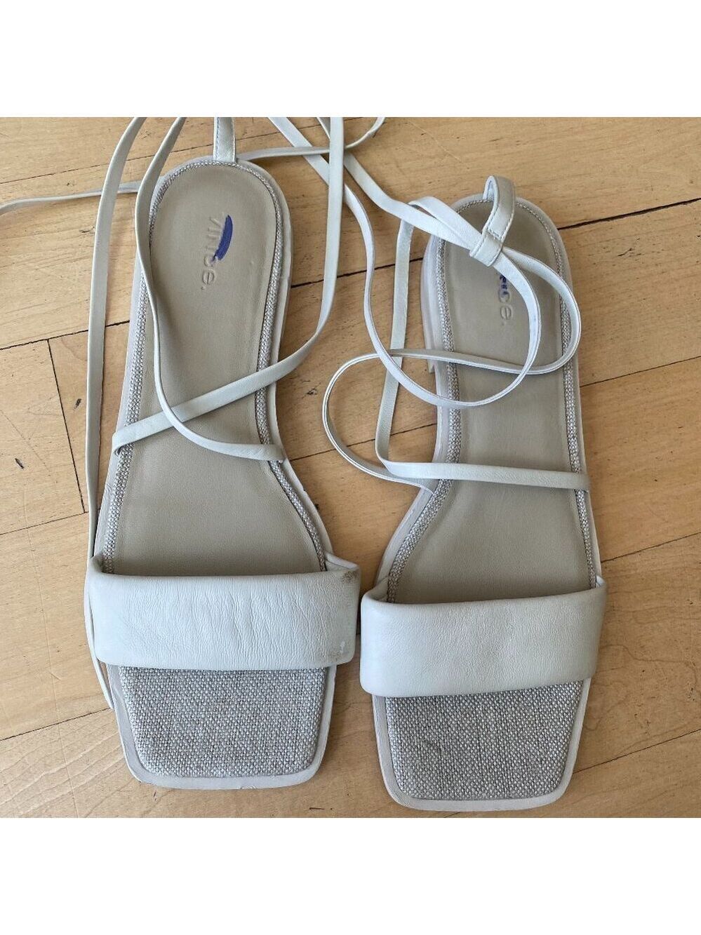 Vince Women's Ivory "Layla" sandals sz 10 leather ankle wrap